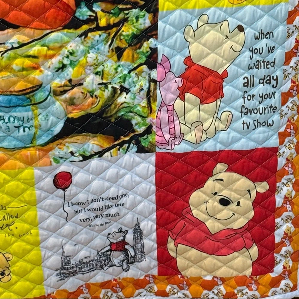 Disney Winnie the Pooh Patchwork style Quilt - Multicolor 58”x 68”